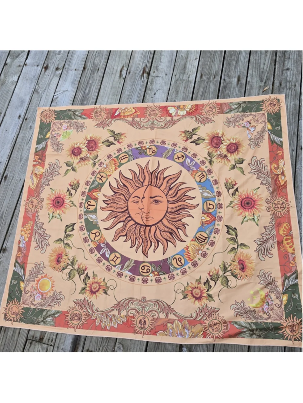 Sun Zodiac Astrology Signs Fabric Panel 58x51 Wall Decor Table Cloth Hone Decor